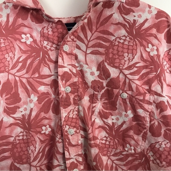Croft and barrow 100% cotton light pink tropical print button down shirt - Picture 5 of 10